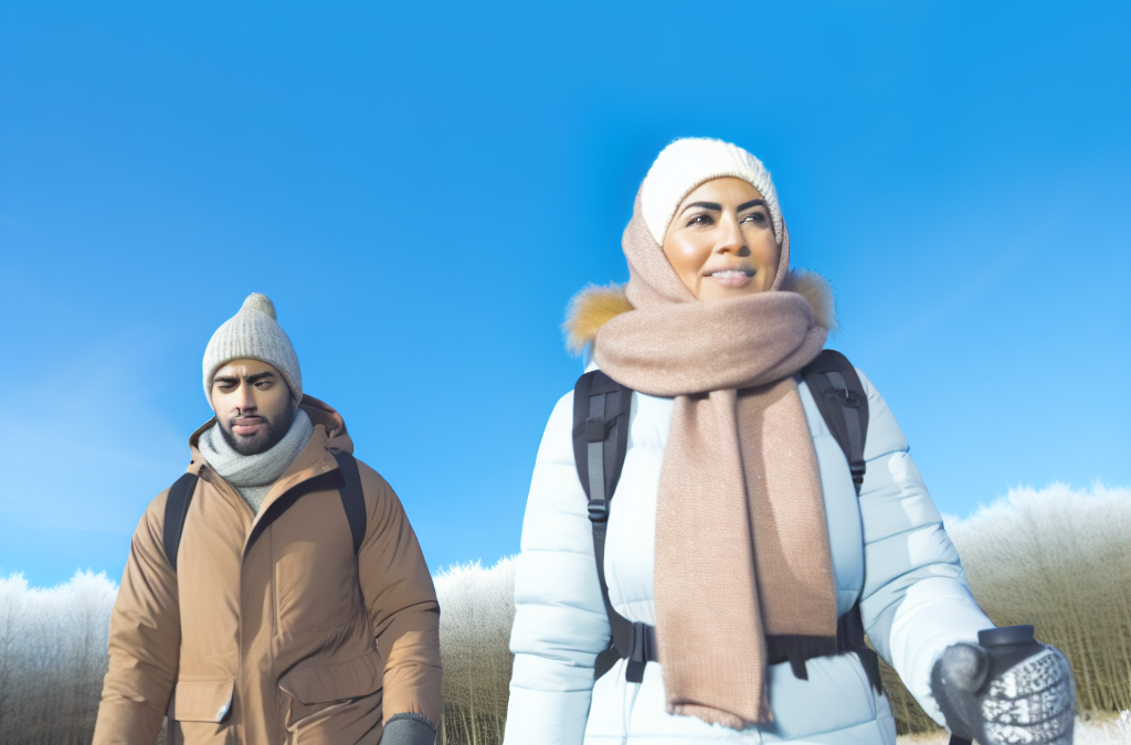 Vintervandring på frostklare dage gennem landskabet i lyngby